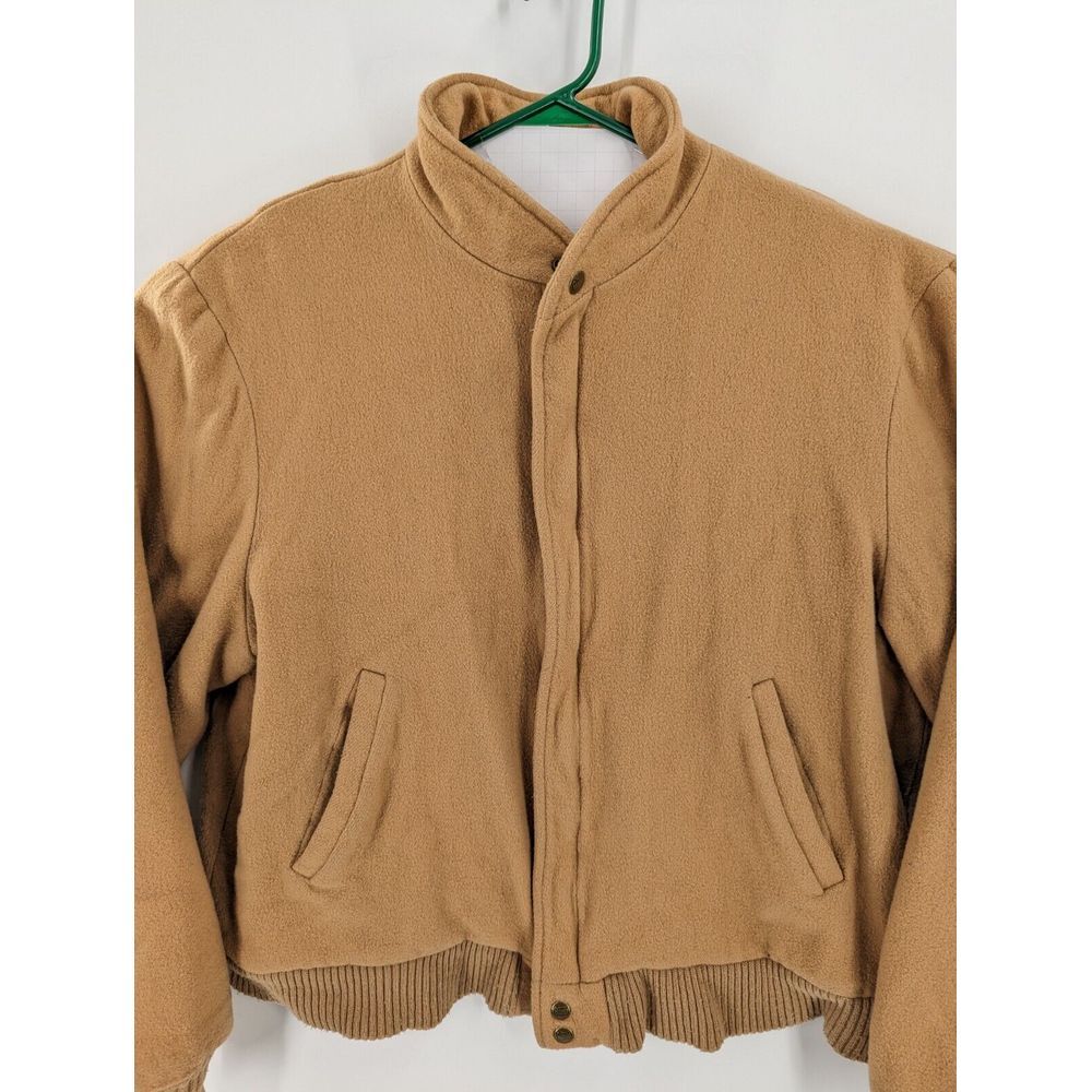 Woolrich Vintage USA Made Men's Wool Tan Bomber Jacket Coat, Flannel Lined, XL - Picture 4 of 12